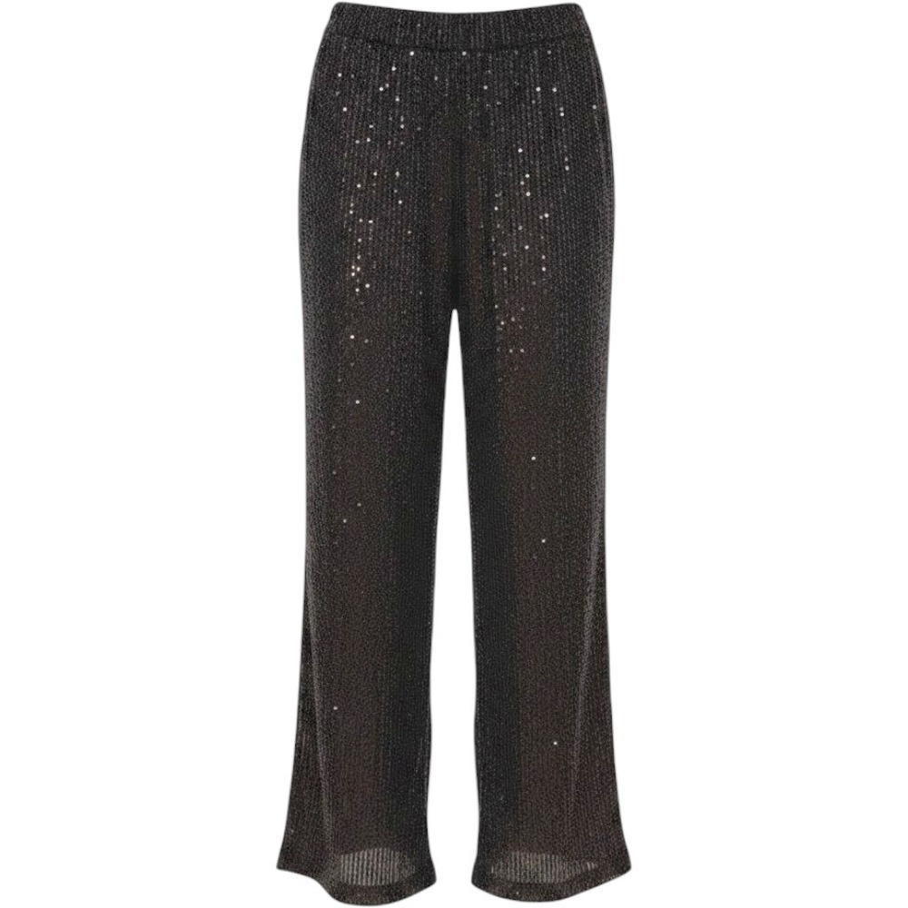 Black Sequin Wide Leg Party Pants Women's L‎ Sparkly Evening Holiday NYE Dancing